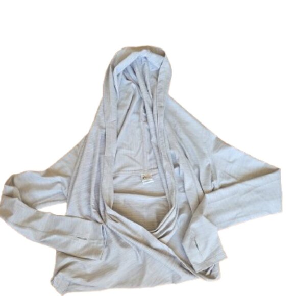 Zyia Active Yoga Shawl S - M Pullover Sweatshirt Hazer Grey Tan - Picture 2 of 8